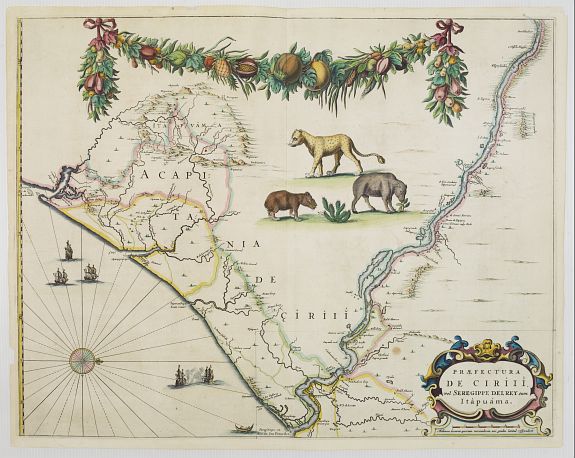 BLAEU,J. / MARKGRAF,G. / HERCKMANNS, E., Praefecturae de ciriii vel seregippe delrey cum Itapuama., antique map, old maps