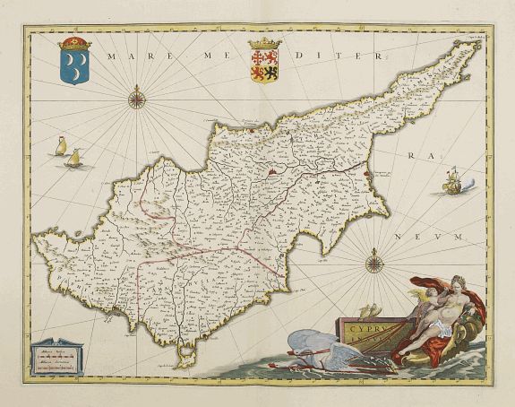 JANSSONIUS, J., Cyprus Insula., antique map, old maps