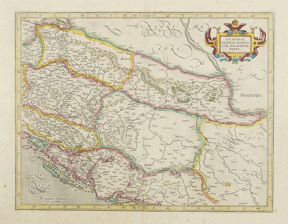 MERCATOR,G./ HONDIUS,J., Sclavonia, Croatia, Bosnia cum Dalmatiae parte., antique map, old maps