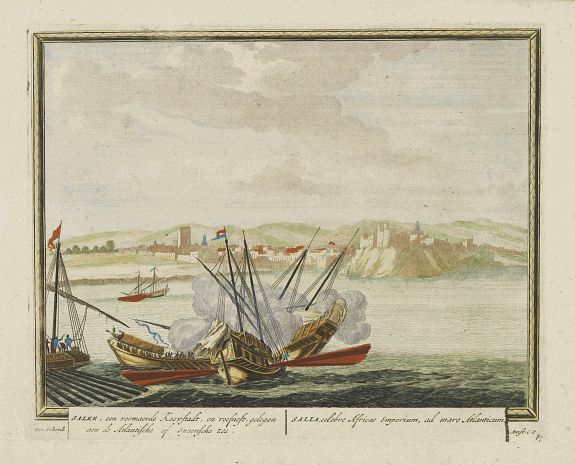 SCHENK,P., Salee, een vermaerde Koopstadt, en roofnest, gelegen aen de Atlantische of Spaense zee., antique map, old maps