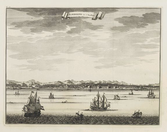 VALENTIJN,F., Samboepo in 't Verschiet., antique map, old maps