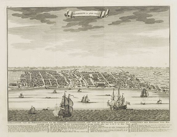 VALENTIJN,F., Samboepo in platte Grond., antique map, old maps