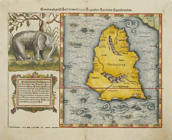 MÜNSTER,S., Sumatra ein grosse Insel.., antique map, old maps