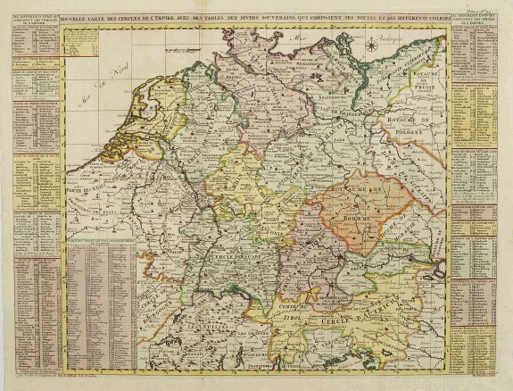CHATELAIN,H., Nouvelle Carte des Cercles de l'Empire, avec des tables des divers souverains.., antique map, old maps