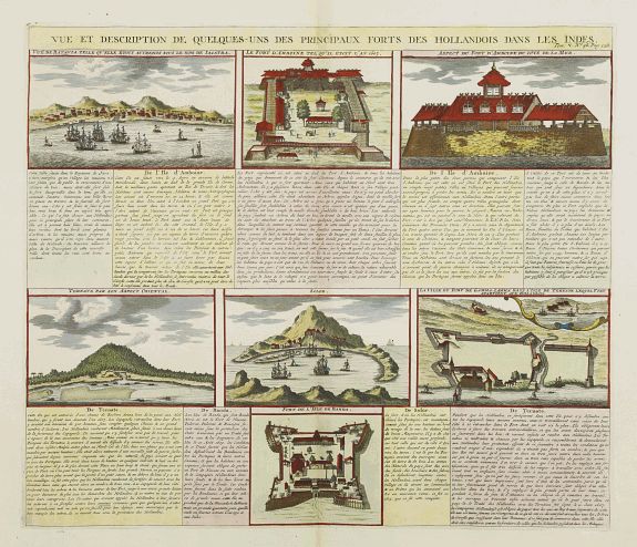 CHATELAIN,H., Vue et Description de quelques-uns des principaux forts des Hollandois.., antique map, old maps