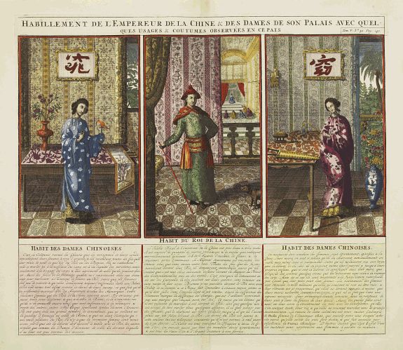 CHATELAIN, H., Habillement de l'Empereur de la Chine & des Dames de son Palais.., antique map, old maps