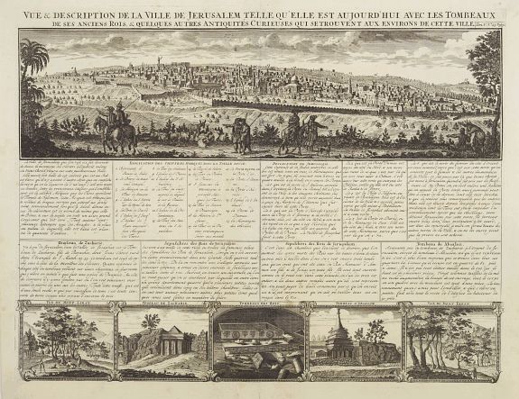 CHATELAIN,H., Vue & discription de la Ville de Jerusalem..avec Tombeaux.., antique map, old maps