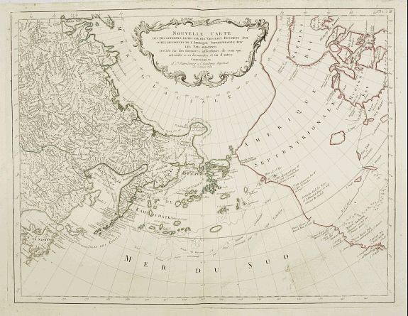 SANTINI, P. / REMONDINI, M., Nouvelle Carte des Decouvertes Faites par des Vaisseaux Russes aux Cotes Inconnues del' Amerique Septentrionale avec les Pais Adiancents.., antique map, old maps
