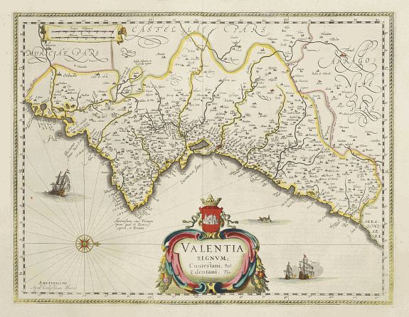 BLAEU, W., Valentia regnum Contestani, Ptol. Edentani, Plin., antique map, old maps