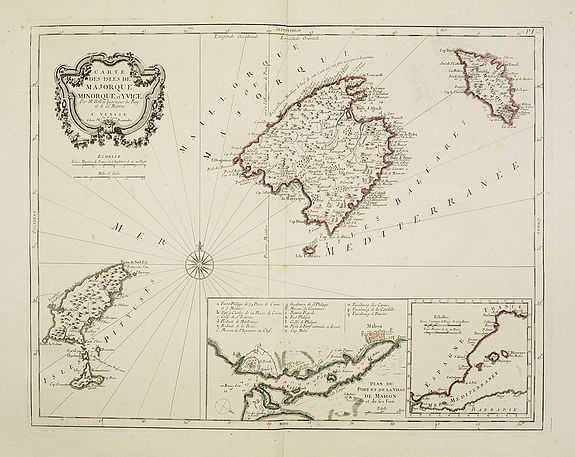SANTINI, P. / REMONDINI, M., Carte des Isles de Majorque, Minorque, et Yvice.., antique map, old maps