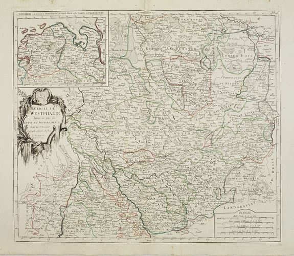 SANTINI, P. / REMONDINI, M., Cercle de Westphalie divisé en tous ses Etats et Souverainetés., antique map, old maps