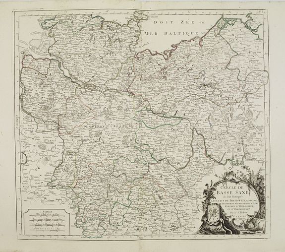 SANTINI, P. / REMONDINI, M., Cercle de Basse Saxe où sont distingués les états de ... et des évêchés d'Hildesheim et d'Halberstadt par le Sr. Robert., antique map, old maps
