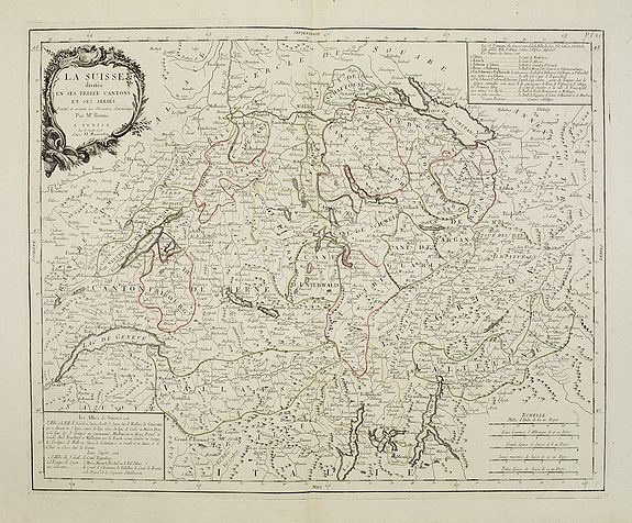 SANTINI,P. / REMONDINI,M., La Suisse divisée en ses treize cantons et ses alliés.., antique map, old maps
