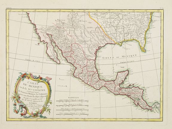 LATTRÉ / BONNE, R., Carte du Mexique ou de la Nlle. Espagne.., antique map, old maps