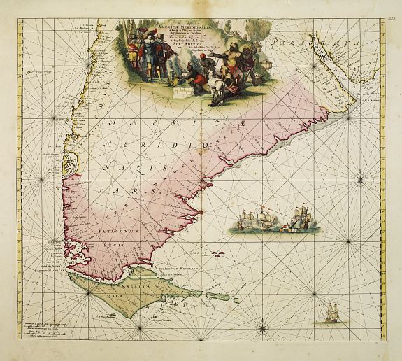 DE WIT, F, Tractus Australior Americae Meridionalis a Rio de la Plata per Fretum Magellanicaum ad Toraltum . . ., antique map, old maps