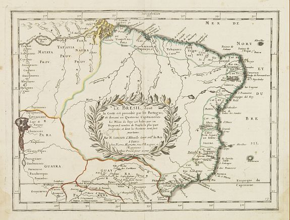 SANSON, N., Le Bresil don't la coste est. . ., antique map, old maps