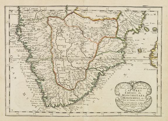 SANSON, N., Pays et Coste des Caferes: Empres du Monomotapa Monoemugi. . ., antique map, old maps