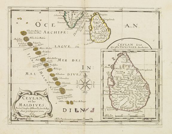 SANSON, N., Ceylan et les Maldives. . ., antique map, old maps