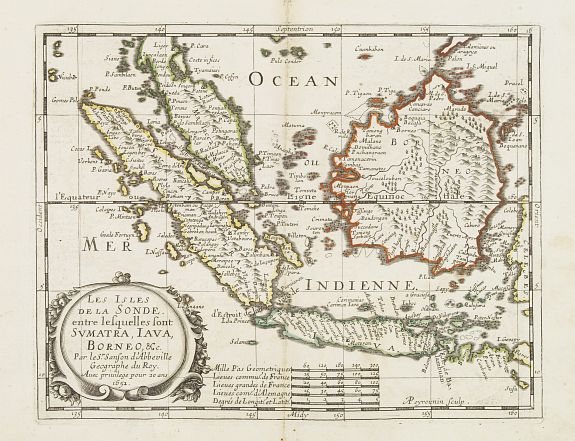 SANSON, N., Les Isles de la Sonde entre lelquelles font Sumatra, Iava, Borneo. . ., antique map, old maps