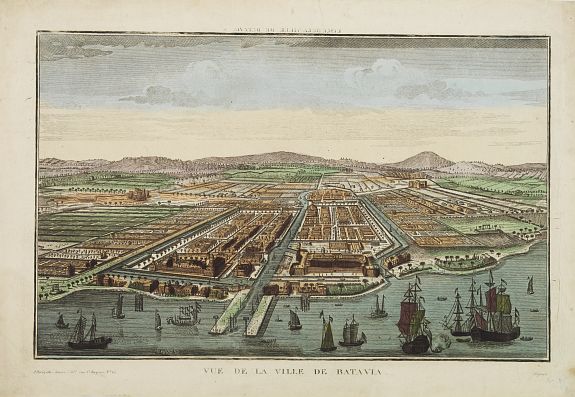 BASSET, Vue de la ville de Batavia., antique map, old maps