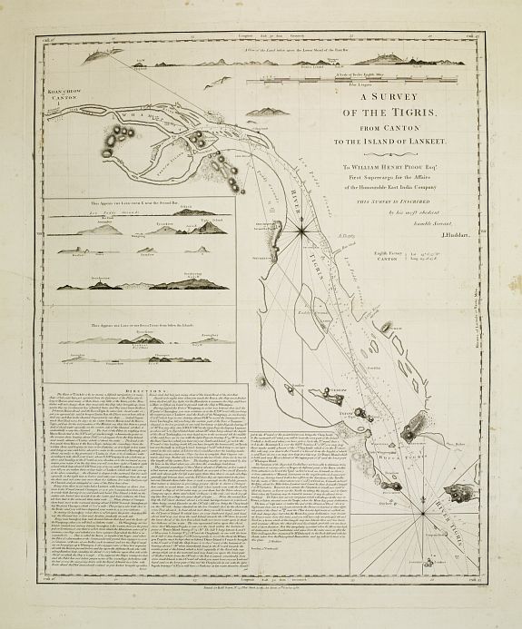 HUDDART, J., A survey of the Tigris from Canton to the Island of Lankeet., antique map, old maps
