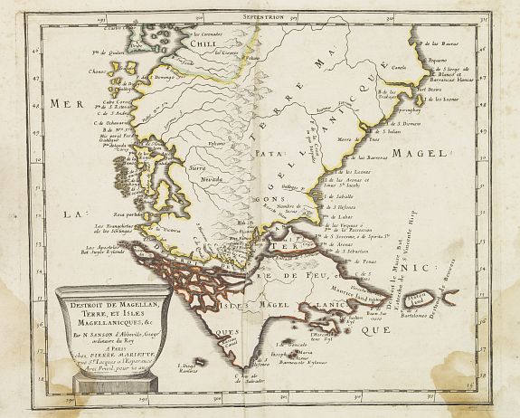 SANSON, N., Destroit de Magellan, Terre et Isles Magellanicques . . ., antique map, old maps