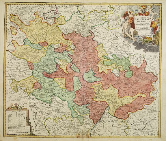 HOMANN, J.B., Exactissima Palatinatus Ad Rhenum. . ., antique map, old maps