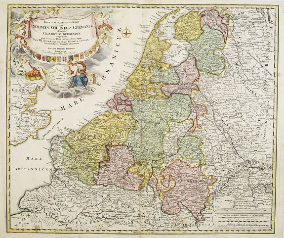 HOMANN, J.B., Provinciae XVII Infer Germaniae. . ., antique map, old maps