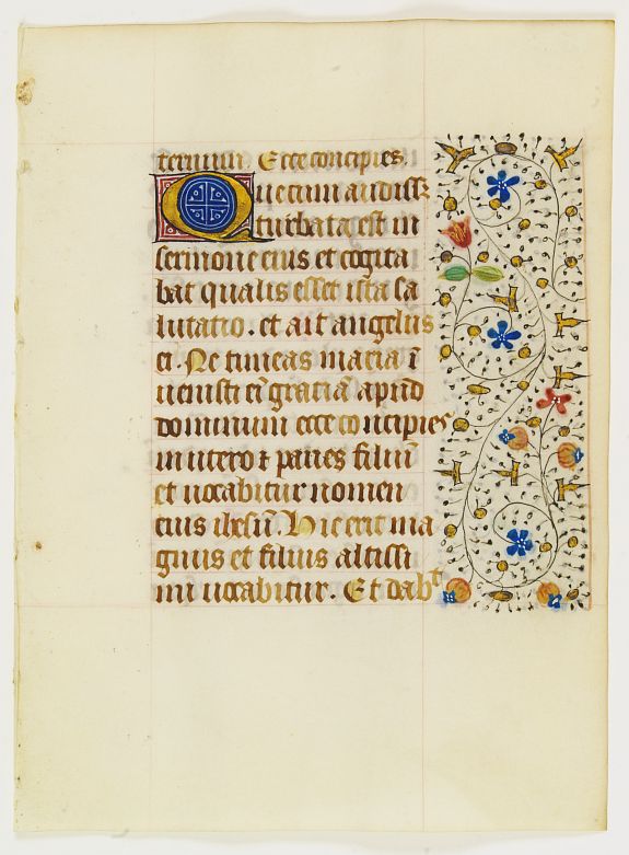 FRANCISCAN BOOK OF HOURS, Leaf on vellum from a manuscript Book of Hours, use of Rome., antique map, old maps