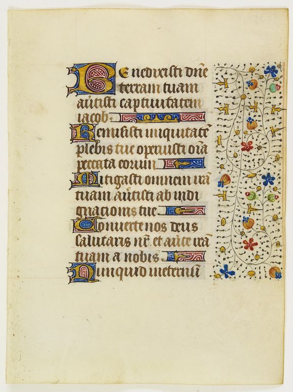 FRANCISCAN BOOK OF HOURS, Leaf on vellum from a manuscript Book of Hours, use of Rome., antique map, old maps