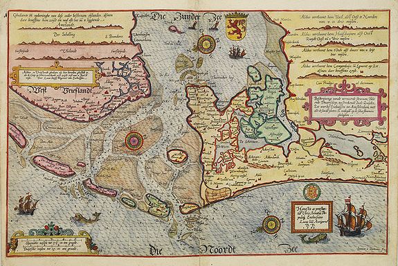 WAGHENAER, L. J., Beschrijvinge vande vermaerde stroemen, Tvlie ende Tmaersdiep: opstreckende Inde Zijder Zee voerby Enchuijsen tot Amsterdam. . ., antique map, old maps