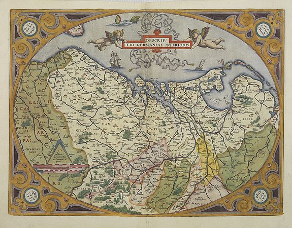 ORTELIUS, A., Descriptio Germaniae Inferioris., antique map, old maps