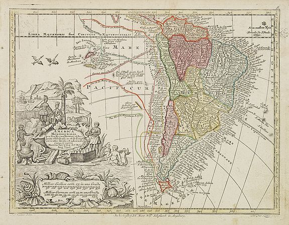SEUTTER, M., America Meridionalis per sua regna provinc: et Ins. . ., antique map, old maps