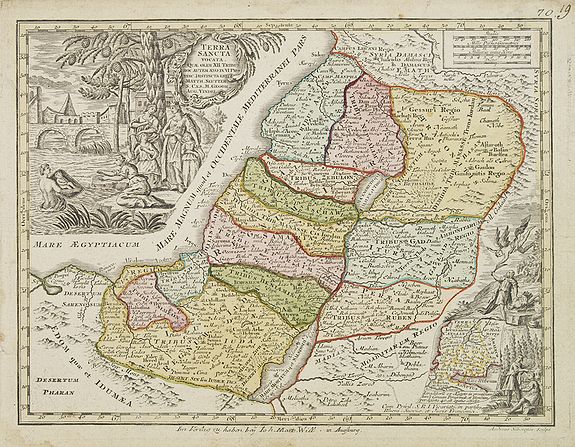 SEUTTER, M., Terra Sancta vocata quae olim XII tribus . . ., antique map, old maps