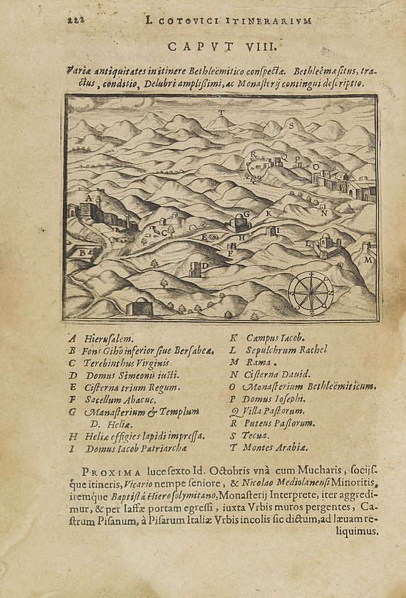 COTOVICUS, J., Varia antiquitates in itinere Bethleëmitico confpecta. . ., antique map, old maps