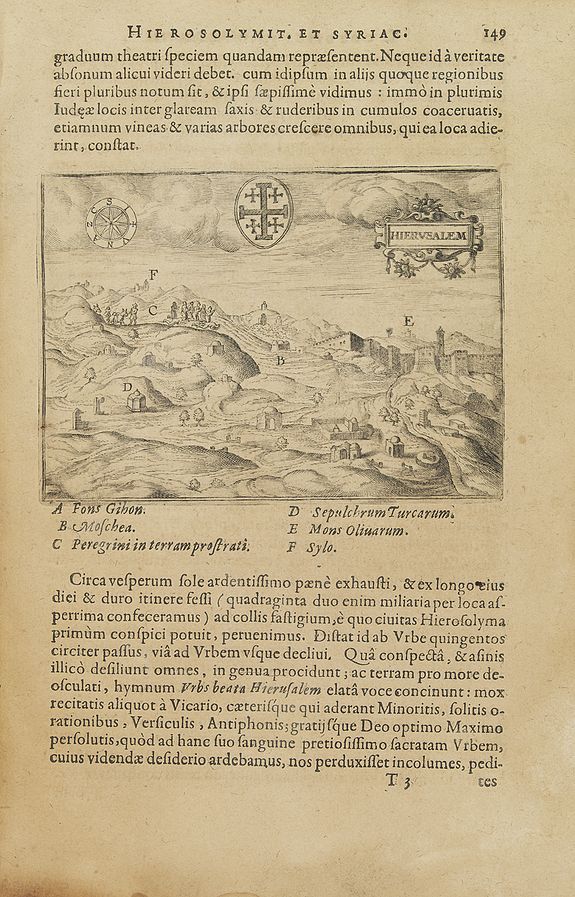 COTOVICUS, J., Hiervsalem., antique map, old maps