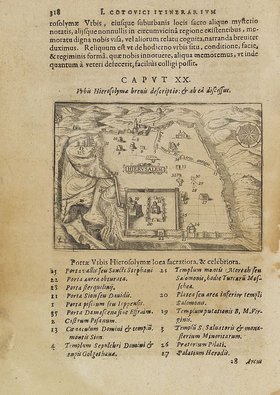 COTOVICUS, J., Hiervsalem., antique map, old maps