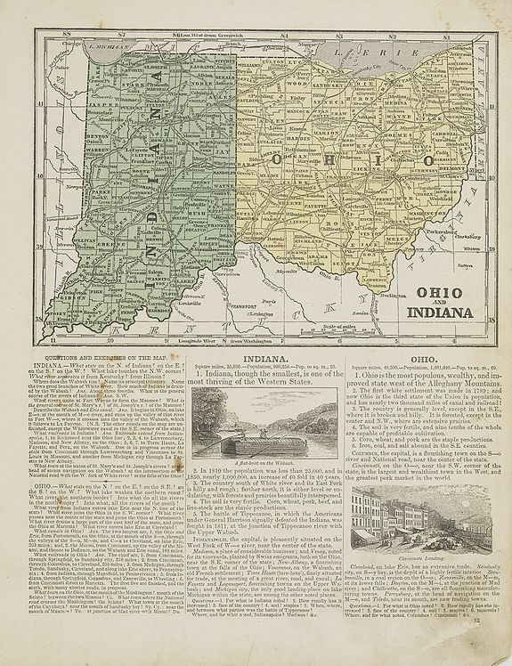 MORSE, S.E., Ohio and Indiana., antique map, old maps