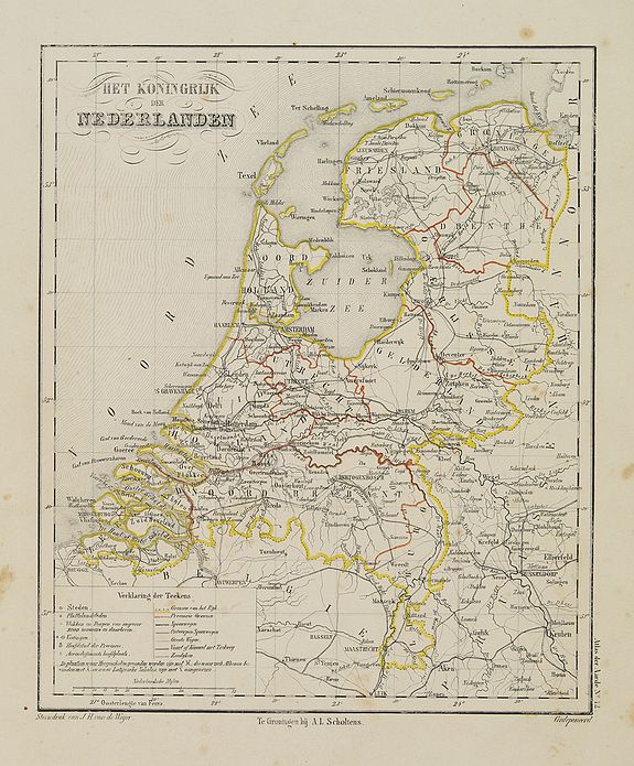 SCHOLTENS, A.L., Het Koningrijk de Netherlanden., antique map, old maps