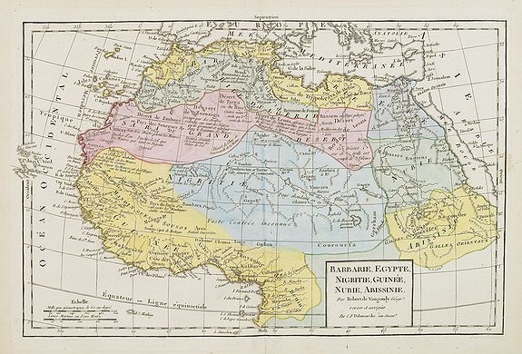 VAUGONDY, R. / DELAMARCHE, Barbarie, Egypte, Nigrite, Guinée, Nubie, Abissinie., antique map, old maps