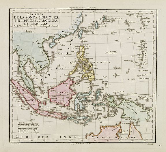 VAUGONDY, R. de / DELAMARCHE, Les Isles de la Sonde, Moluques, Philippines, Carolines et Marianes., antique map, old maps