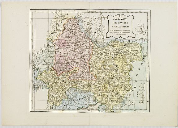 VAUGONDY, R. de / DELAMARCHE, Cercles de Baviere et d'Autriche., antique map, old maps