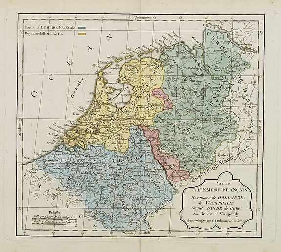 VAUGONDY,R. / DELAMARCHE, Partie de l'Empire Français, Royaume de Hollande, de Westphalie, Grand Duché de Berg., antique map, old maps