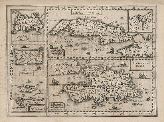 MERCATOR, G./ HONDIUS, J., Cuba Insula. Hispaniola., antique map, old maps