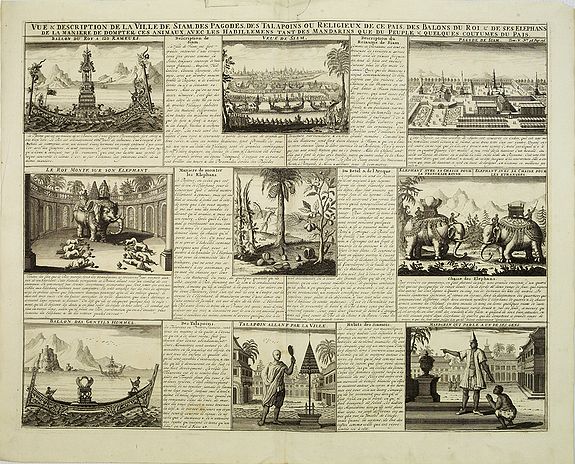 CHATELAIN,H., Vue & description de la ville de Siam, des pagodes, des Talapoins ou religieux de ce pais. . ., antique map, old maps