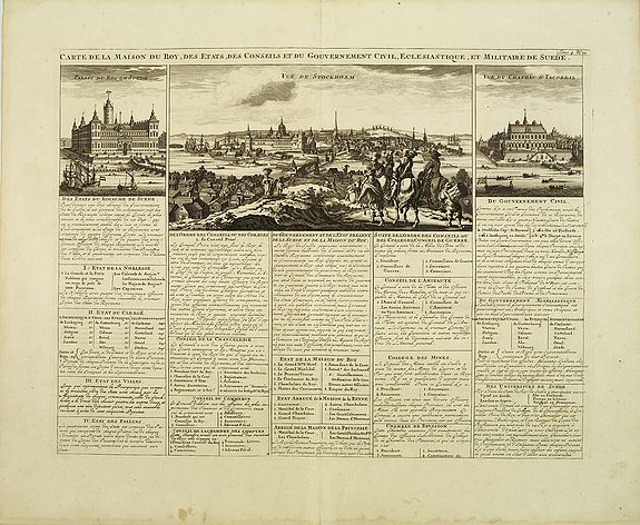 CHATELAIN,H., Carte de la on du Roy, des etats, des conseils et du government civil, eclesiastique, et militaire de Suede., antique map, old maps