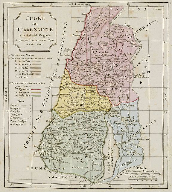 VAUGONDY, R. de / DELAMARCHE., Judée ou Terre Sainte., antique map, old maps