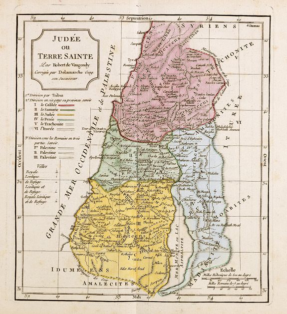 VAUGONDY, R. de / DELAMARCHE., Judée ou Terre Sainte., antique map, old maps
