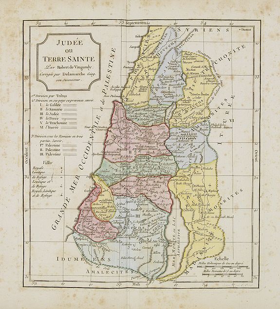 VAUGONDY, R. de / DELAMARCHE., Judée ou Terre Sainte., antique map, old maps