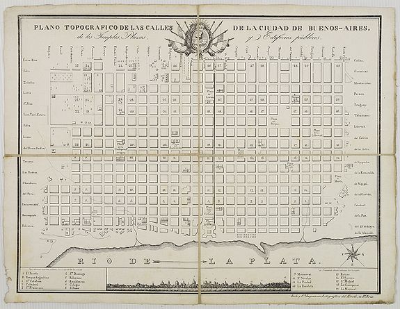 [ANONYMOUS)., Plano Topografico de las Calles de la Ciudade de Buenos-Aires. . ., antique map, old maps